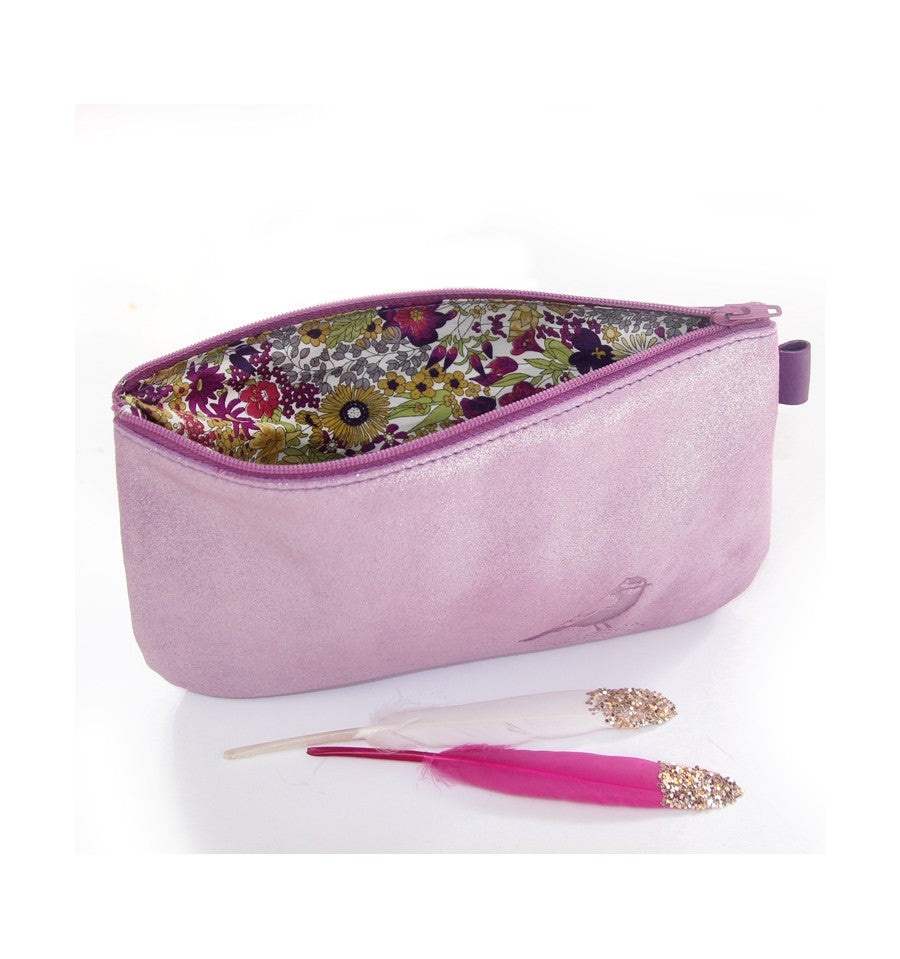 Barnabé aime le café: Trousse piou en cuir: lilas